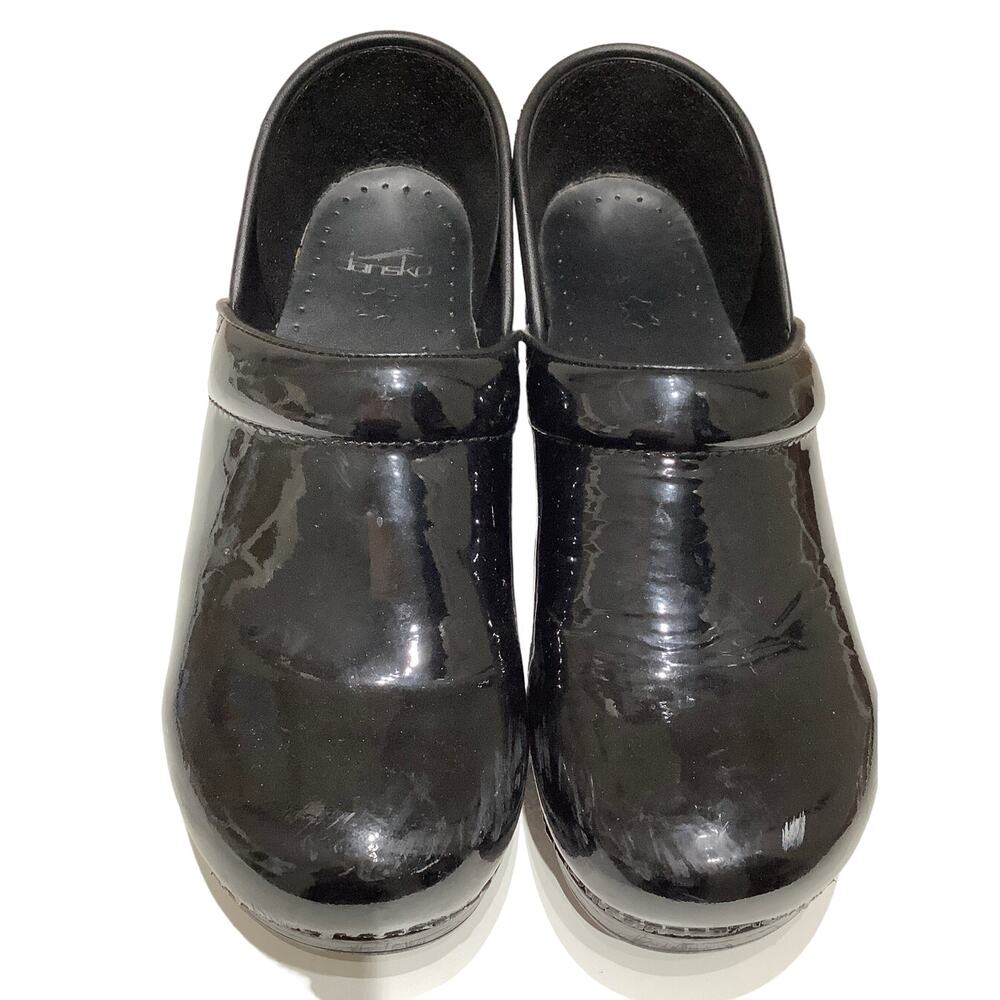 Dansko Black Patent Slip-On Clogs